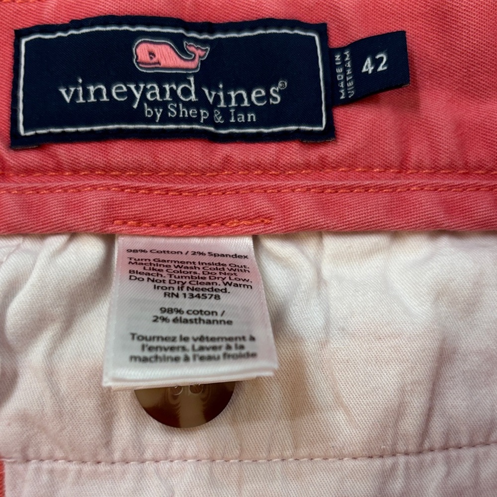 Vineyard Vines Coral Flat Front Shorts - Picture 2 of 6